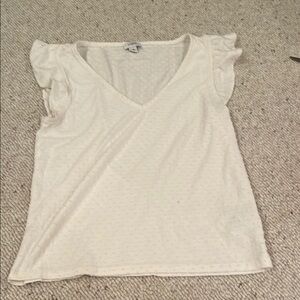 J. Crew White Textured Ruffle Tank Top